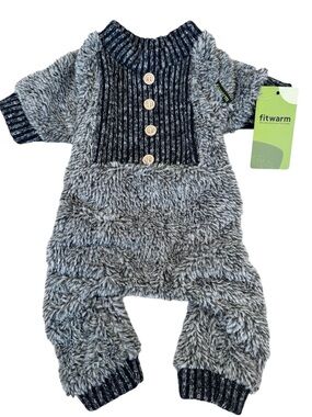 Dog Fuzzy Pajamas. “Fitwarm” Grey Pet Onesie for Thermal Warmth. NWT. Never Worn